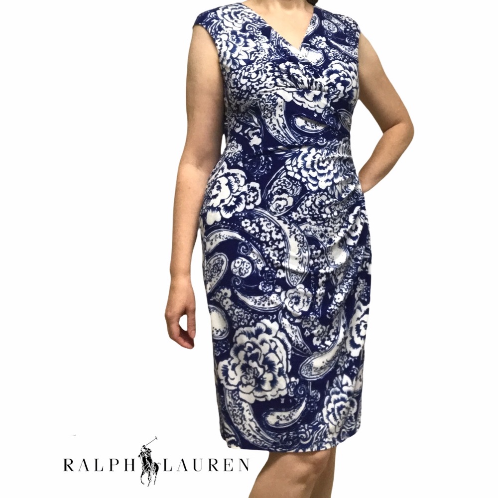 Ralph Lauren blue faux wrap dress - Size 12